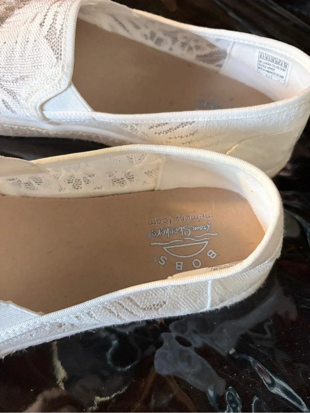BOBS from Skechers White Lace Espadrille Slip-On Flats